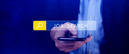 Job search concept, find your career, using looking at online website, Concept of career exploration and employment opportunity, Unemployedの写真素材