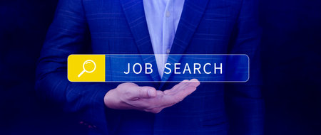 Job search concept, find your career, using looking at online website, Concept of career exploration and employment opportunity, Unemployedの写真素材