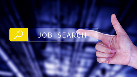 Job search concept, find your career, using looking at online website, Concept of career exploration and employment opportunity, Unemployedの写真素材