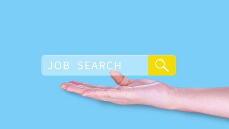 Job search concept, find your career, using looking at online website, Concept of career exploration and employment opportunity, Unemployedの写真素材