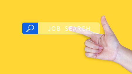 Job search concept, find your career, using looking at online website, Concept of career exploration and employment opportunity, Unemployedの写真素材