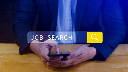 Job search concept, find your career, using looking at online website, Concept of career exploration and employment opportunity, Unemployedの写真素材