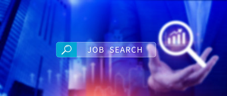 Job search concept, find your career, using looking at online website, Concept of career exploration and employment opportunity, Unemployedの写真素材
