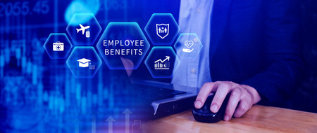 Employee Benefits Career Concept. Business Bonus Work Perks, Fringe benefits for employee...