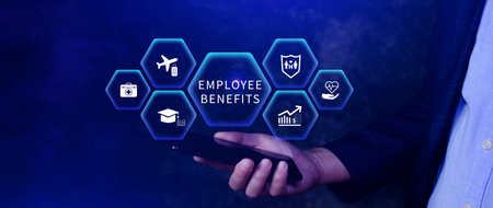 Employee Benefits Career Concept. Business Bonus Work Perks, Fringe benefits for employee...