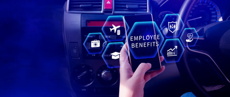 Employee Benefits Career Concept. Business Bonus Work Perks, Fringe benefits for employee...