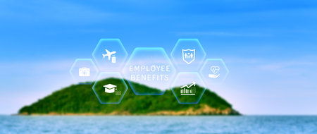 Employee Benefits Career Concept. Business Bonus Work Perks, Fringe benefits for employee...