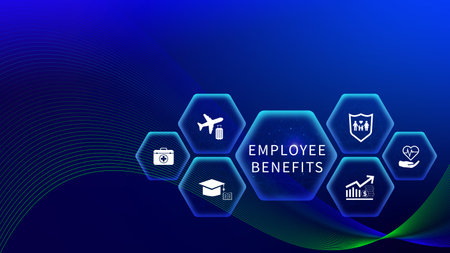 Employee Benefits Career Concept. Business Bonus Work Perks, Fringe benefits for employee...