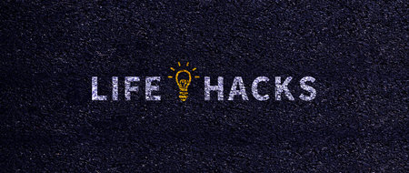 Life hacks motivational phrase concept, Life hacks are shown as business and educational concept