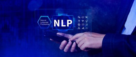 NLP concept, natural language processing, neural network, nlp coaching, neuro linguistic programming, AI Artificial intelligence, data scienceの写真素材