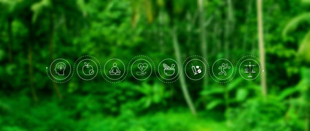 Wellness longevity and Holistic Concept. health care, including mental wellbeing, fitness, nutrition, sleep, relationships and financial balance, Personal development and balance.の写真素材