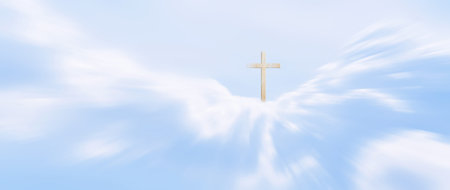 Easter christian background resurrection, Religion Christ and the cross of Jesus Christ with Clouds...