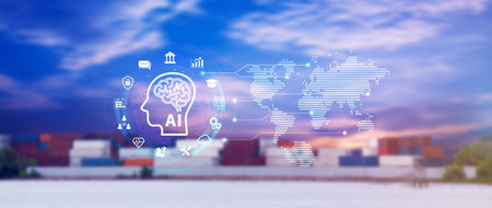 AI or Artificial intelligence business concept, technology business icon and industry digital...