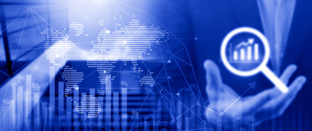 Business and Financial technology backgrounds. financial or business concept, analyzing sales data...
