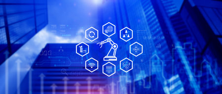 Smart industry, automation and optimisation concept on virtual. Business and modern technology...