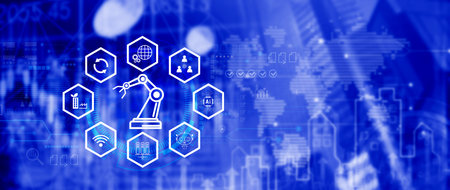 Smart industry, automation and optimisation concept on virtual. Business and modern technology...