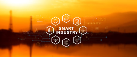 Smart industry, automation and optimisation concept on virtual. Business and modern technology...