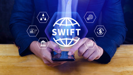 SWIFT. Society for Worldwide Interbank Financial Telecommunications, online payment and financial...