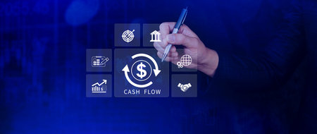 Cash Flow and Financial Analysis icons Concept. financial management, budgeting, business growth,...