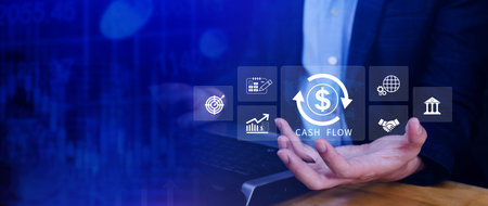 Cash Flow and Financial Analysis icons Concept. financial management, budgeting, business growth,...