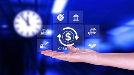 Cash Flow and Financial Analysis icons Concept. financial management, budgeting, business growth,...