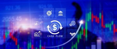 Cash Flow and Financial Analysis icons Concept. financial management, budgeting, business growth,...