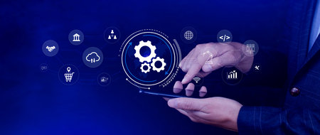 Automation and IOT Software Technology Process System Business concept. Improving productivity,...