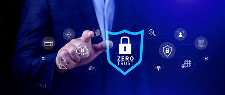 Zero trust and security concept. Business security network and private data, Cybersecurity zero...