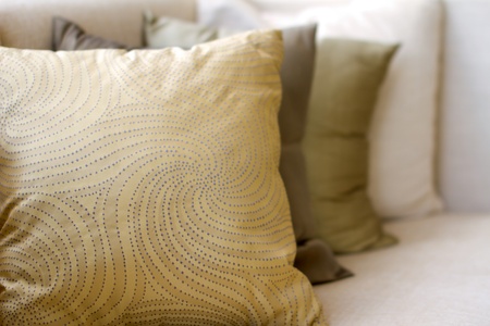 Close up on a pillow on sofaの写真素材
