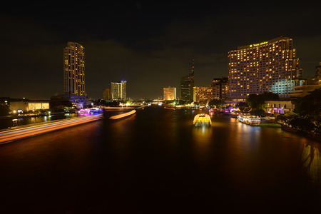 Night light landscape at Taksin bridge,Bangkokのeditorial素材