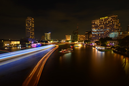 Night light landscape at Taksin bridge,Bangkokのeditorial素材