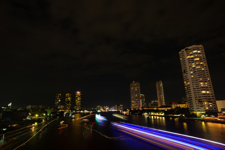 Night light landscape at Taksin bridge,Bangkokのeditorial素材
