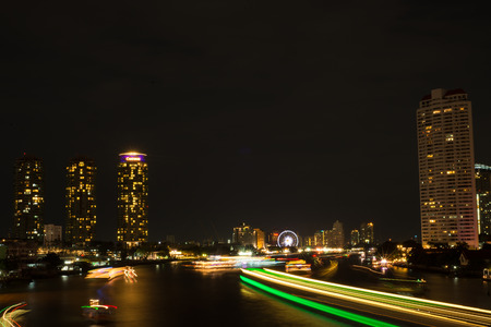 Night light landscape at Taksin bridge,Bangkokのeditorial素材