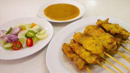 Pork Satay with Peanut Sauceの写真素材