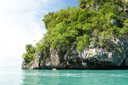 Canoeing in the ocean at Krabi,Thailandの写真素材