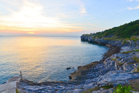 Sunset at Laem Vashiravu, koh sichang,chon buriの写真素材
