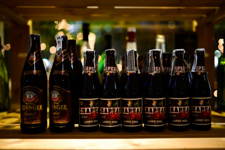 Bangkok,Thailand,Dec 6,2014:Close up shot of import beerのeditorial素材