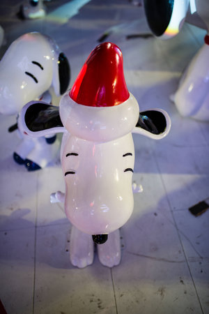 Bangkok, Thailand - Dec 1, 2014 : Christmas tree and snoopy santa cause doll at Central World shopping mall.のeditorial素材