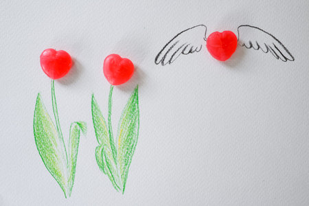 Sweet heart candy tulip background for presentation of love Valentines or Wedding