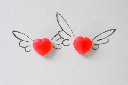 Heart flying, Valentine, Wedding,Loveの写真素材