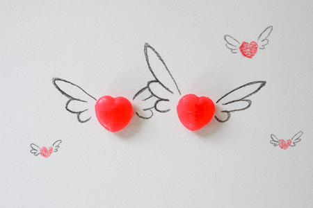 Heart flying, Valentine, Wedding,Loveの写真素材