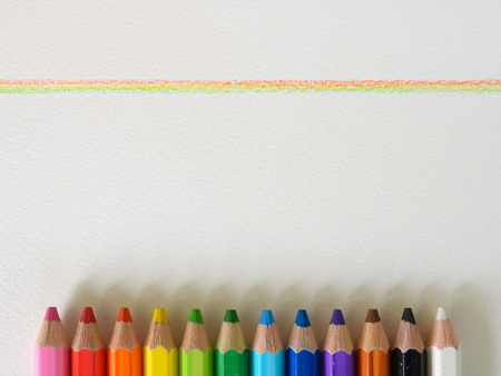 Orange green line with crayon presentation backgroundの写真素材
