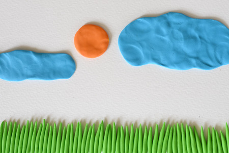 field made from plasticineの写真素材