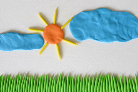 field made from plasticineの写真素材