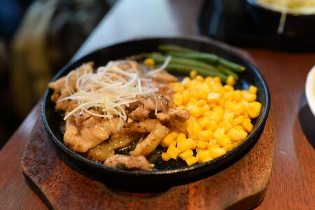 Chicken steak with sweet cornの写真素材