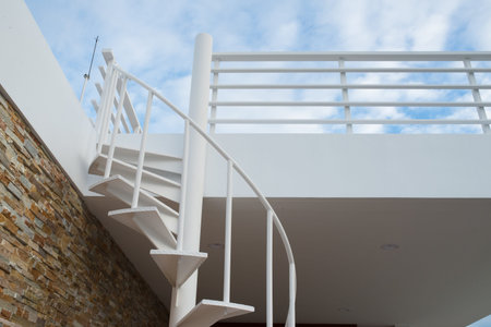 White balcony on blue sky