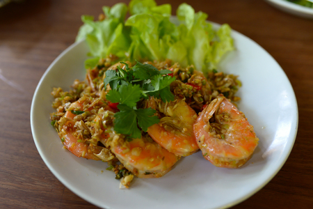 Shrimp with garlic pepperの写真素材