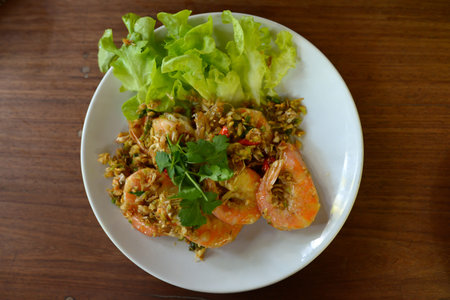 Shrimp with garlic pepperの写真素材