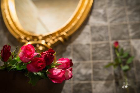 Roses in basin., Valentines day gift.の写真素材