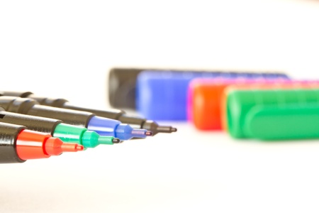 four pen with the color on a white backgroundの写真素材